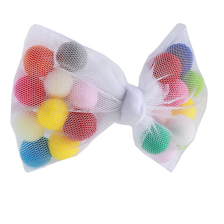 Pom Pom Bow Clip