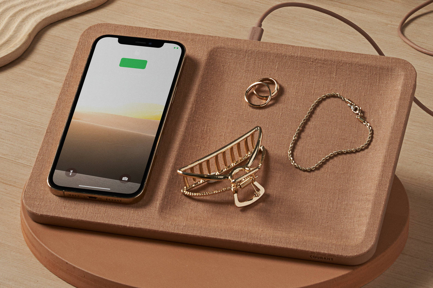 CATCH:3 - Essentials Linen Wireless Charger with Valet Tray