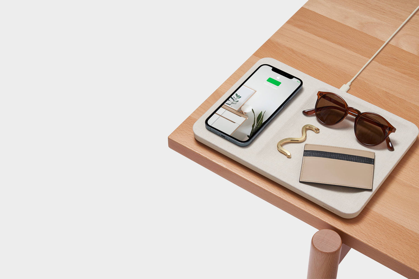 CATCH:3 - Essentials Linen Wireless Charger with Valet Tray