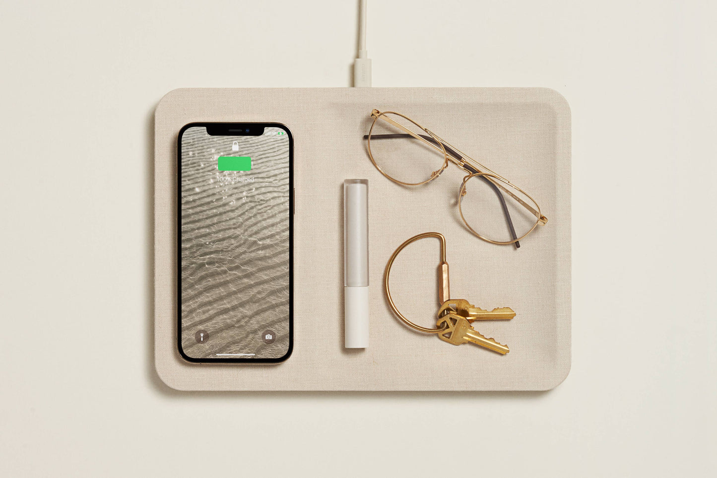 CATCH:3 - Essentials Linen Wireless Charger with Valet Tray