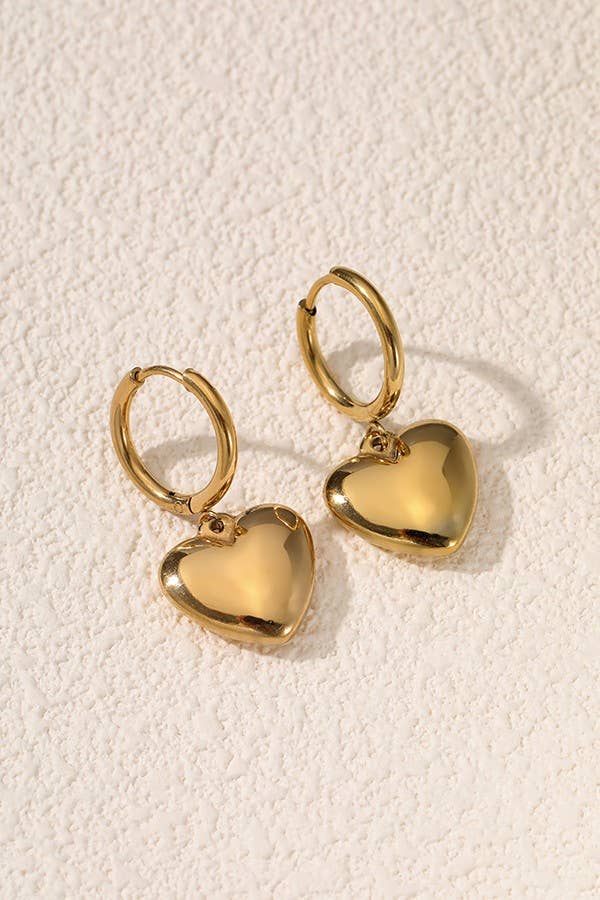 JOSSLYN by Wall to Wall - 18K STAINLESS STEEL TARNISH FREE HEART EARRINGS | 40E332