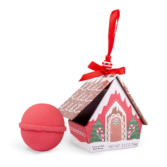 Bath Bomb Christmas Ornament House - Red