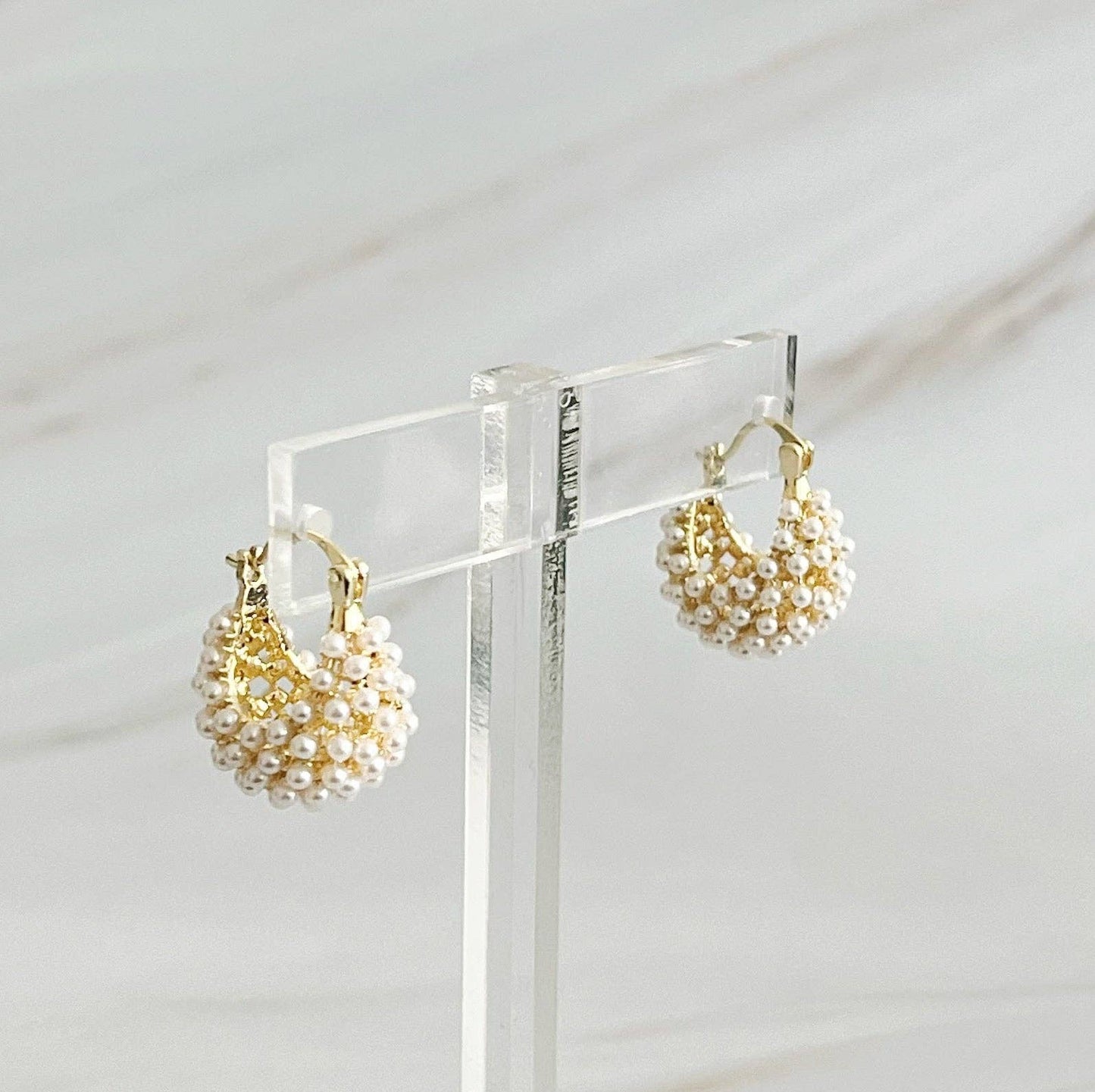 Pearl Knit Hoop Earrings