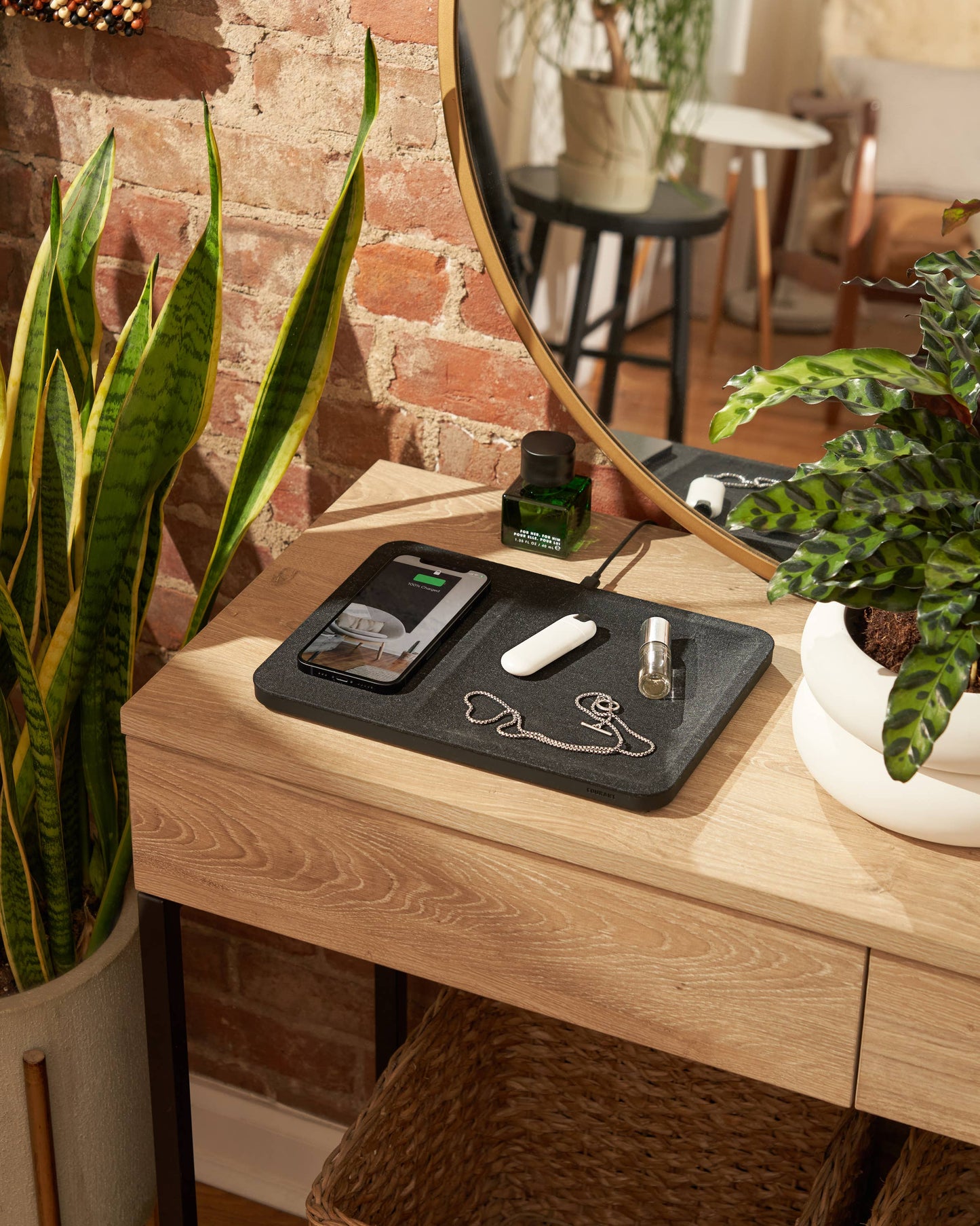 CATCH:3 - Essentials Linen Wireless Charger with Valet Tray