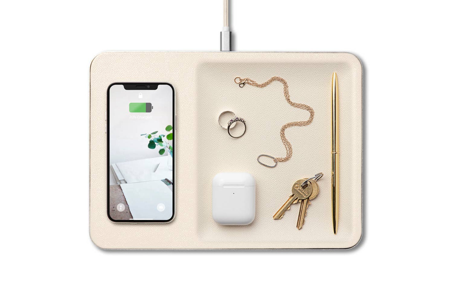 CATCH:3 - Classics Leather Wireless Charger with Valet Tray