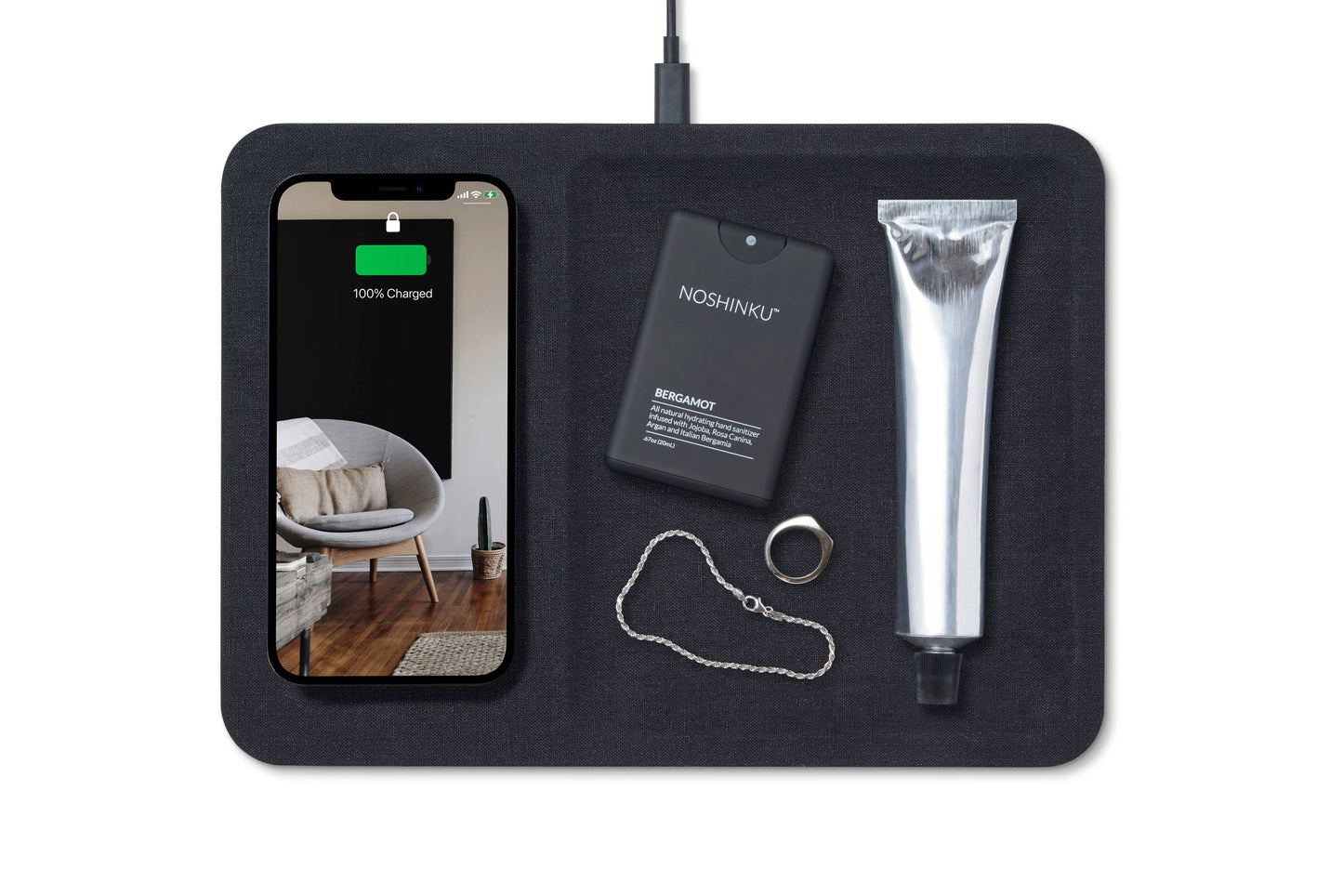 CATCH:3 - Essentials Linen Wireless Charger with Valet Tray