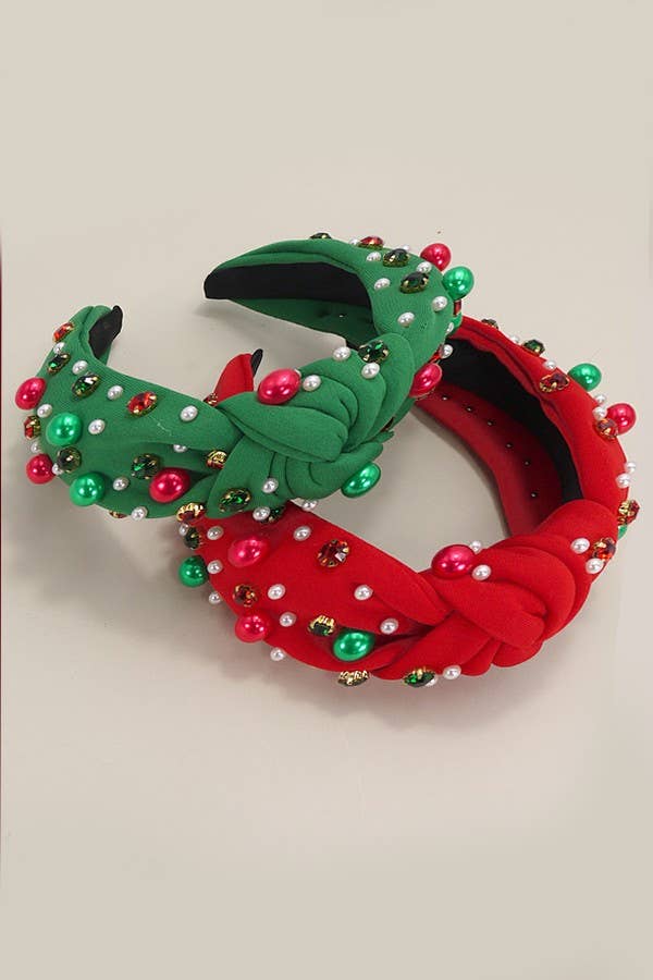 CHRISTMAS JINGLE BELL SEED BEAD HAIR BAND HEADBAND | 40HB156